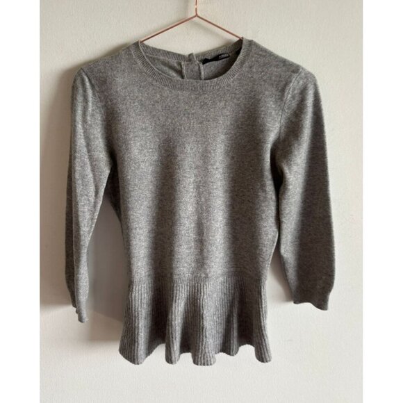 Aqua Cashmere Womens Peplum 3/4 Sleeve Crew Neck Knit Sweater Gray Sz S/L - Picture 3 of 9